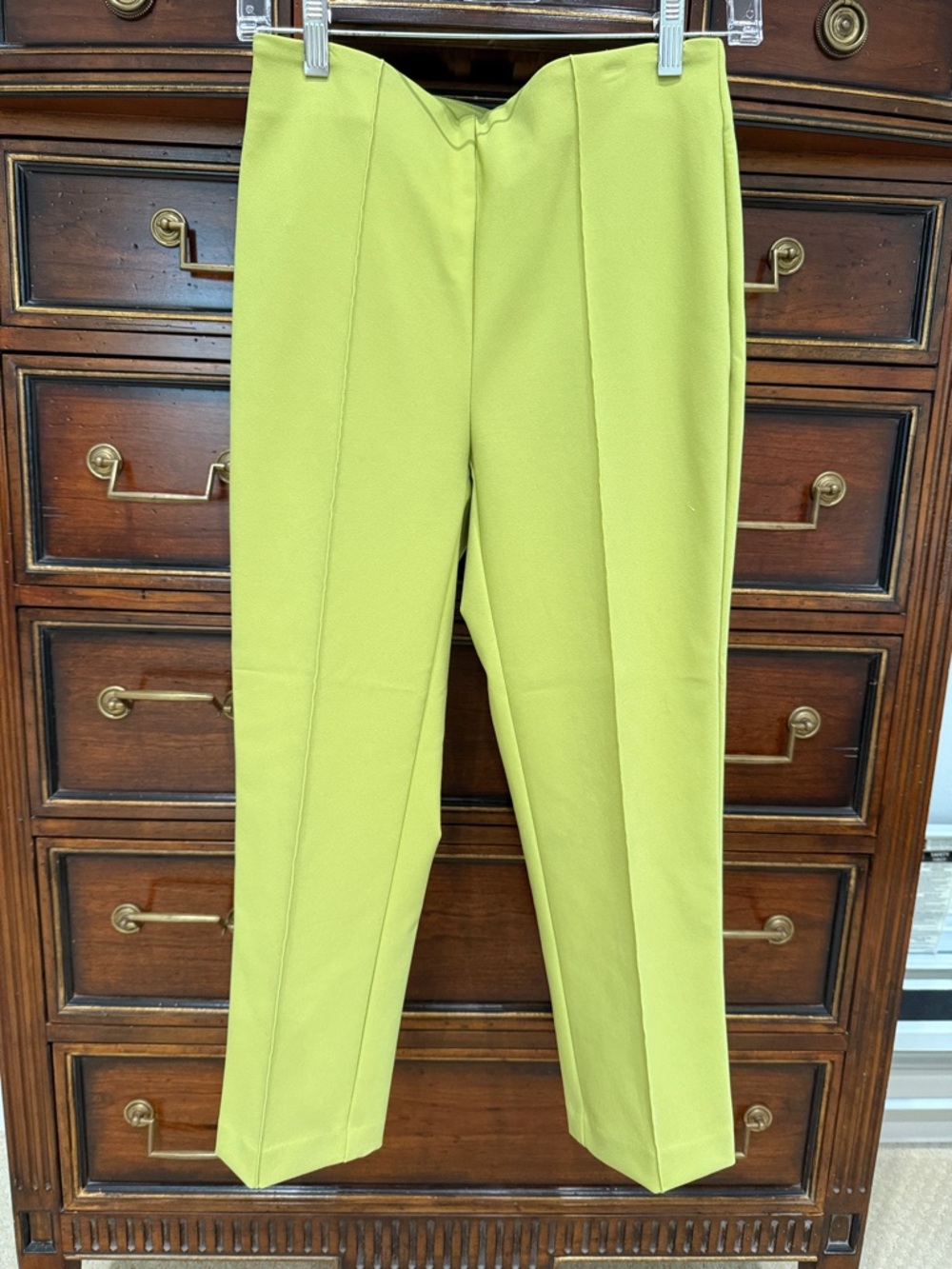 Rachel Zoe Chartreuse Cropped Creased Trousers